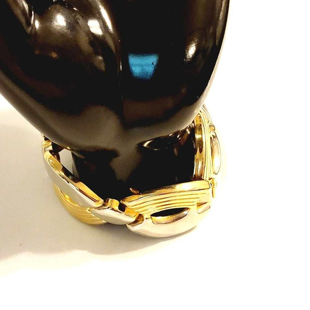 Two-toned Link Bracelet 7” Silver & Gold Modern Statement‎ Jewelry gbr-17